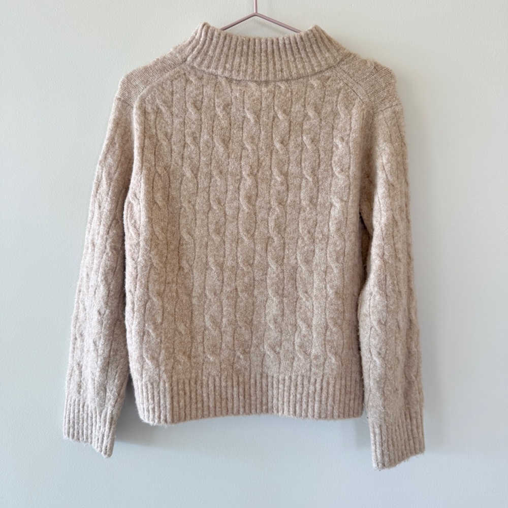 J.Crew Crewcuts Girls Cable Knit Mockneck Sweater Beige Cream Wool Blend XS 4-5 - Picture 4 of 7